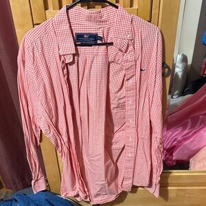 Vineyard Vines Men's Red Gingham Button-Down Shirt